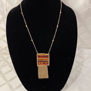 Elegant Gold Tone and Brown Beaded Necklace by Inc